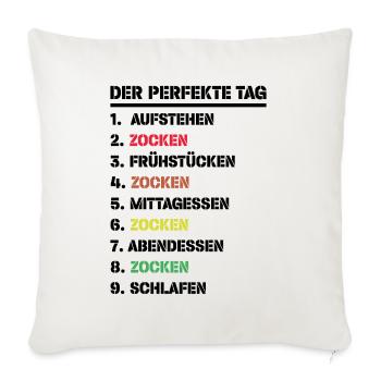 Gamer's Traumtag - Sofakissenbezug 45 x 45 cm - Naturweiß  - Vorne