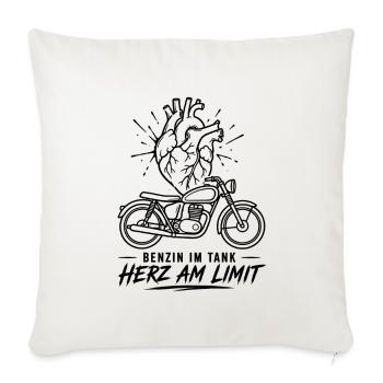 Herz am Limit Motorrad - Sofakissenbezug 45 x 45 cm - Naturweiß  - Vorne