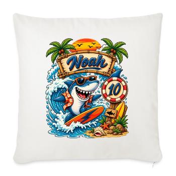 Noah Shark Surfer 10th Birthday - Sofa pillowcase 17,3'' x 17,3'' (45 x 45 cm) - natural white - Front