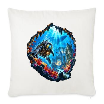 Taucher Unterwasserruinen Expedition Tauchen - Sofakissenbezug 45 x 45 cm - Naturweiß  - Vorne