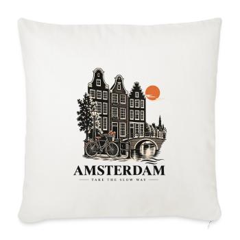 Amsterdam Kanalidyl Sonnenuntergang - Sofakissenbezug 45 x 45 cm - Naturweiß  - Vorne