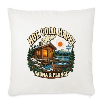 Sauna und kaltes Bad Heiß Kälte Happy Retro Style - Sofakissenbezug 45 x 45 cm - Naturweiß  - Vorne