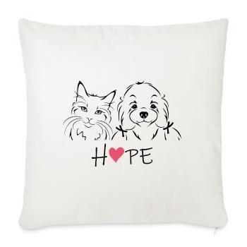 Portrait esquissé de chat et de bichon maltais - Housse de coussin décorative 45 x 45 cm - blanc nature - Devant