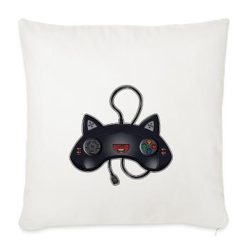 Katzen-Joystick - Sofakissenbezug 45 x 45 cm - Naturweiß  - Vorne