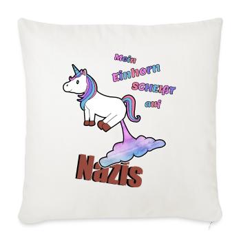 Contre la licorne nazie, contre la droite - Housse de coussin décorative 45 x 45 cm - blanc nature - Devant