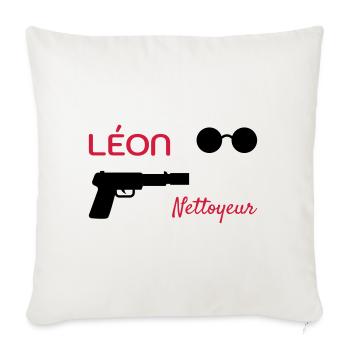 Léon - Nettoyeur - Film Culte - Cinéma - Housse de coussin décorative 45 x 45 cm - blanc nature - Devant