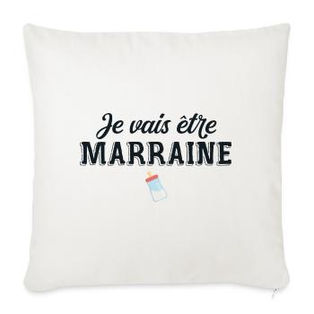 Je vais être marraine / future marraine - Housse de coussin décorative 45 x 45 cm - blanc nature - Devant