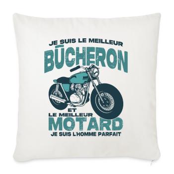 Le meilleur motard et le meilleur bûcheron - Housse de coussin décorative 45 x 45 cm - blanc nature - Devant