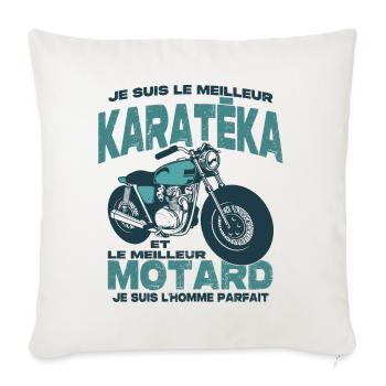 Le meilleur motard et le meilleur karatéka - Housse de coussin décorative 45 x 45 cm - blanc nature - Devant