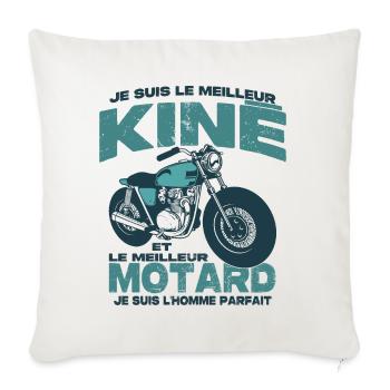 Le meilleur motard et le meilleur kiné - Housse de coussin décorative 45 x 45 cm - blanc nature - Devant