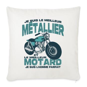 Le meilleur motard et le meilleur métallier - Housse de coussin décorative 45 x 45 cm - blanc nature - Devant