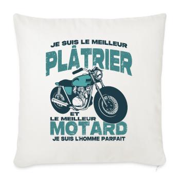 Le meilleur motard et le meilleur plâtrier - Housse de coussin décorative 45 x 45 cm - blanc nature - Devant