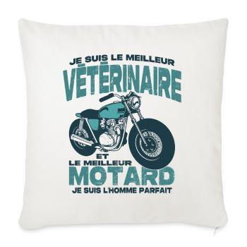 Le meilleur motard et le meilleur vétérinaire - Housse de coussin décorative 45 x 45 cm - blanc nature - Devant