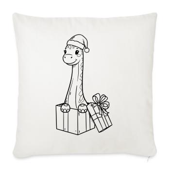 Weihnachts-Giraffe mit Geschenken Illustration - Sofakissenbezug 45 x 45 cm - Naturweiß  - Vorne
