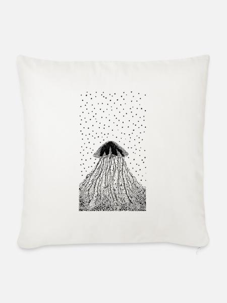 Minimalistische Qualle Schwarz-Weiß - Sofakissenbezug 45 x 45 cm - Naturweiß