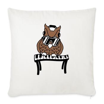 DJ Eule Nacht Vogel Klavier Keyboard Taste Spielen - Sofakissenbezug 45 x 45 cm - Naturweiß  - Vorne
