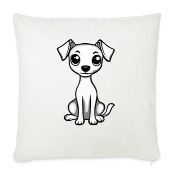 Whippet Chien Bande dessinée Mignon - Housse de coussin décorative 45 x 45 cm - blanc nature - Devant