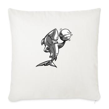 2020 11 30 requin avec ballon - Housse de coussin décorative 45 x 45 cm - blanc nature - Devant