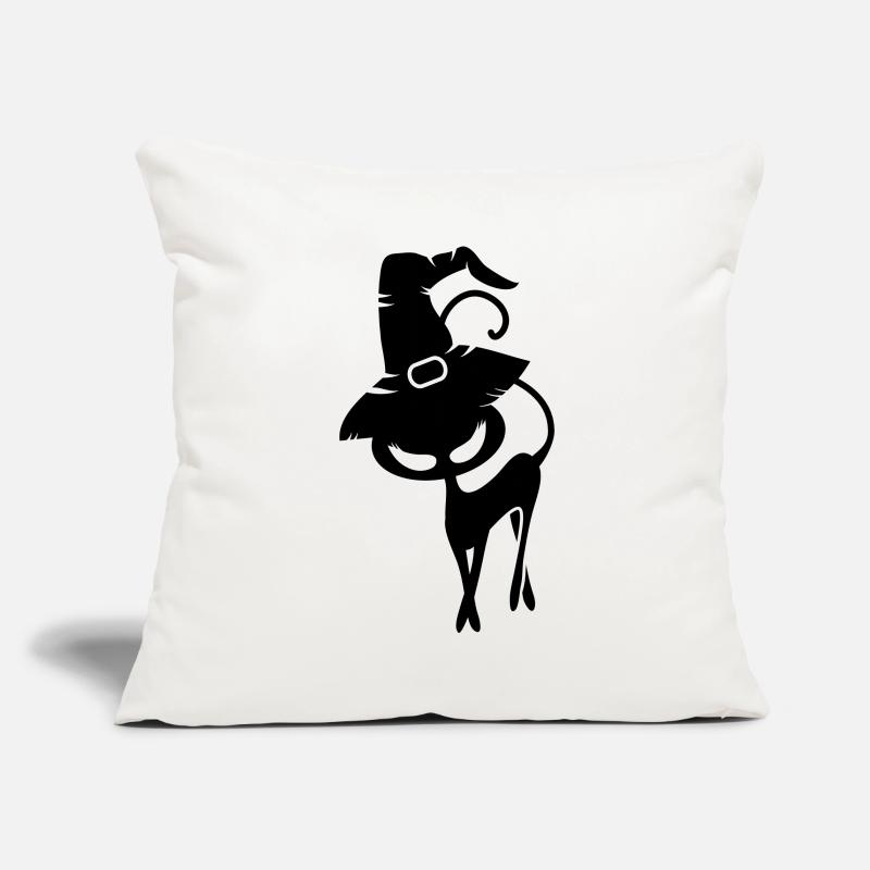A black cat with Witchhat Sofa pillowcase 17,3'' x 17,3'' (45 x 45 cm)