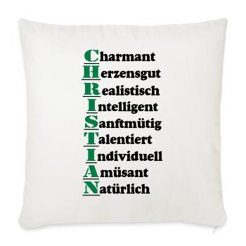 Christian Vorname,Namensschild,Name,Fun Shirt (25) - Sofakissenbezug 45 x 45 cm - Naturweiß  - Vorne