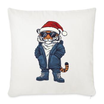 Noël Tigre Hiver - Housse de coussin décorative 45 x 45 cm - blanc nature - Devant