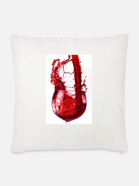 Glas - Roter Splash - Sofakissenbezug 45 x 45 cm - Naturweiß