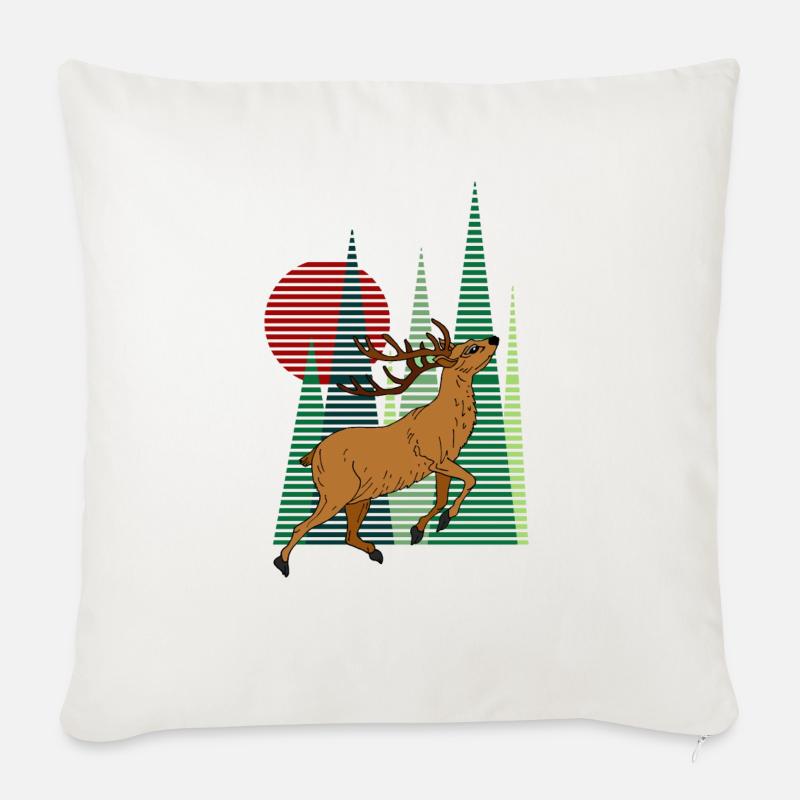 Cerf - Housse de coussin décorative 45 x 45 cm - blanc nature