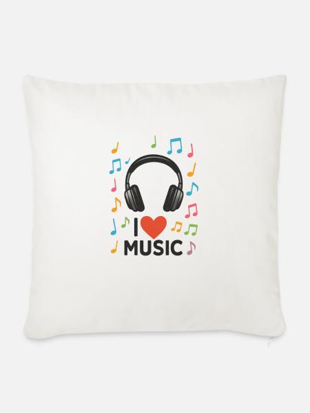 Ich liebe Musik - Sofakissenbezug 45 x 45 cm - Naturweiß