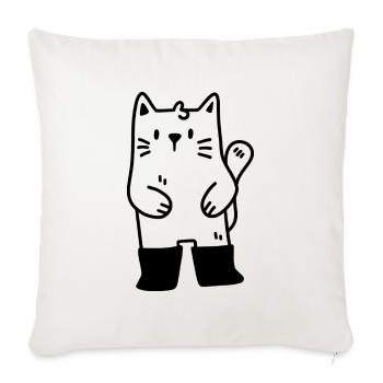 Cat in boots - Sofa pillowcase 17,3'' x 17,3'' (45 x 45 cm) - natural white - Front
