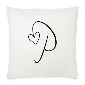 Letter P Letter-P Calligraphy - Sofa pillowcase 17,3'' x 17,3'' (45 x 45 cm) - natural white - Front