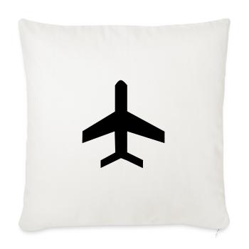 Icône de symbole d'avion - Housse de coussin décorative 45 x 45 cm - blanc nature - Devant