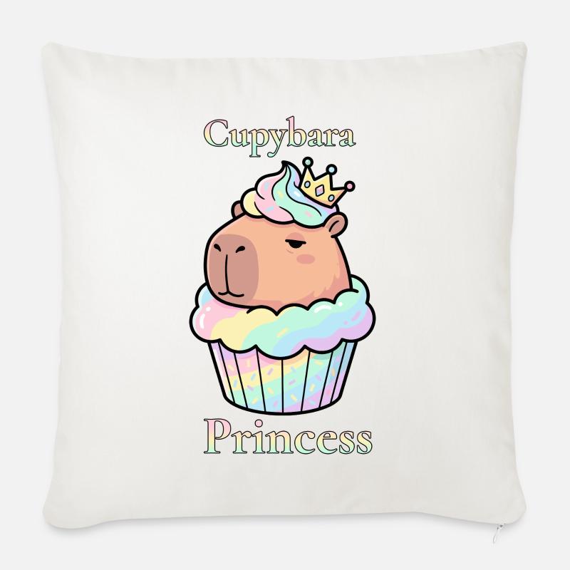 Cupybara Princess Capybara Cupcake with Crown - Sofa pillowcase 17,3'' x 17,3'' (45 x 45 cm) - natural white