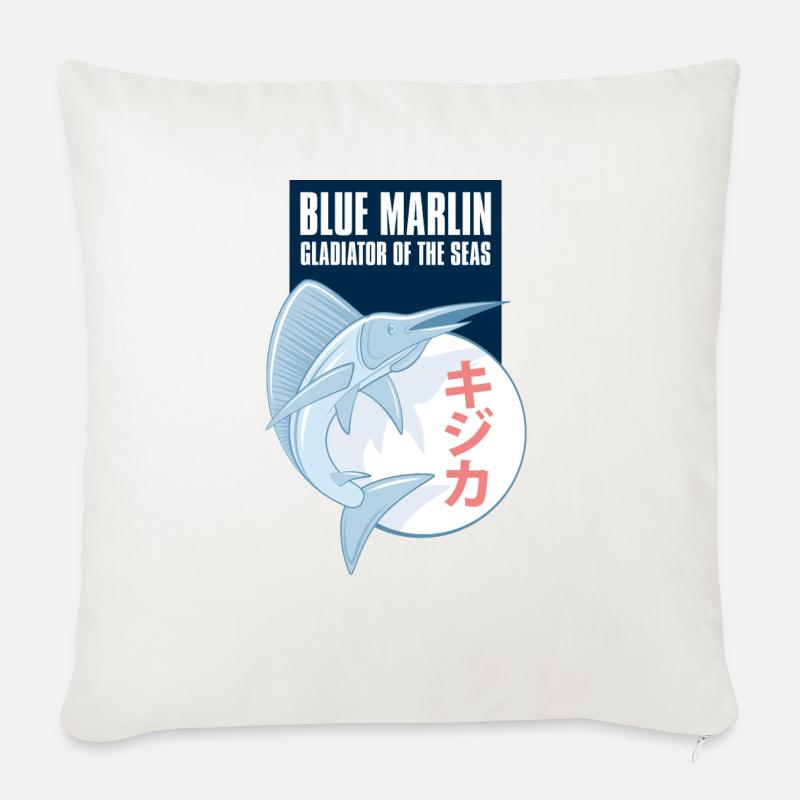 Blue Marlin - Sofakissenbezug 45 x 45 cm - Naturweiß 
