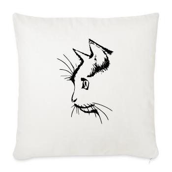 Tête de chat 3- visage de chat - Housse de coussin décorative 45 x 45 cm - blanc nature - Devant