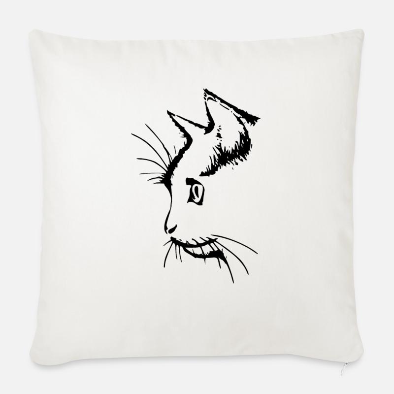 Tête de chat 3- visage de chat - Housse de coussin décorative 45 x 45 cm - blanc nature