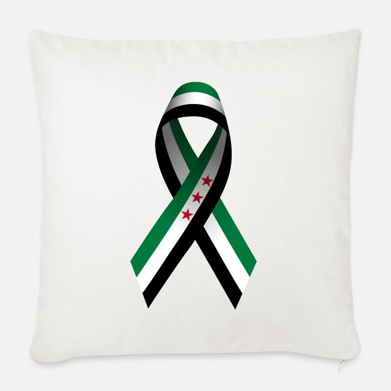 Syrien Flagge Schleife Peacezeichen - Sofakissenbezug 45 x 45 cm - Naturweiß 