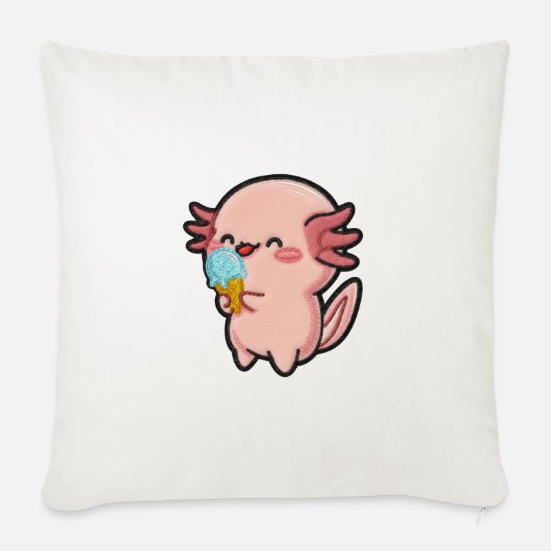 Kleiner Axolotl Eiscreme Spaß - Sofakissenbezug 45 x 45 cm - Naturweiß 