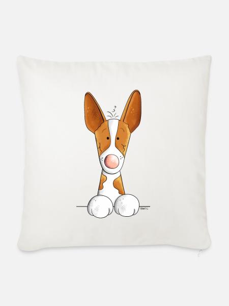 Neugieriger Podenco - Sofakissenbezug 45 x 45 cm - Naturweiß
