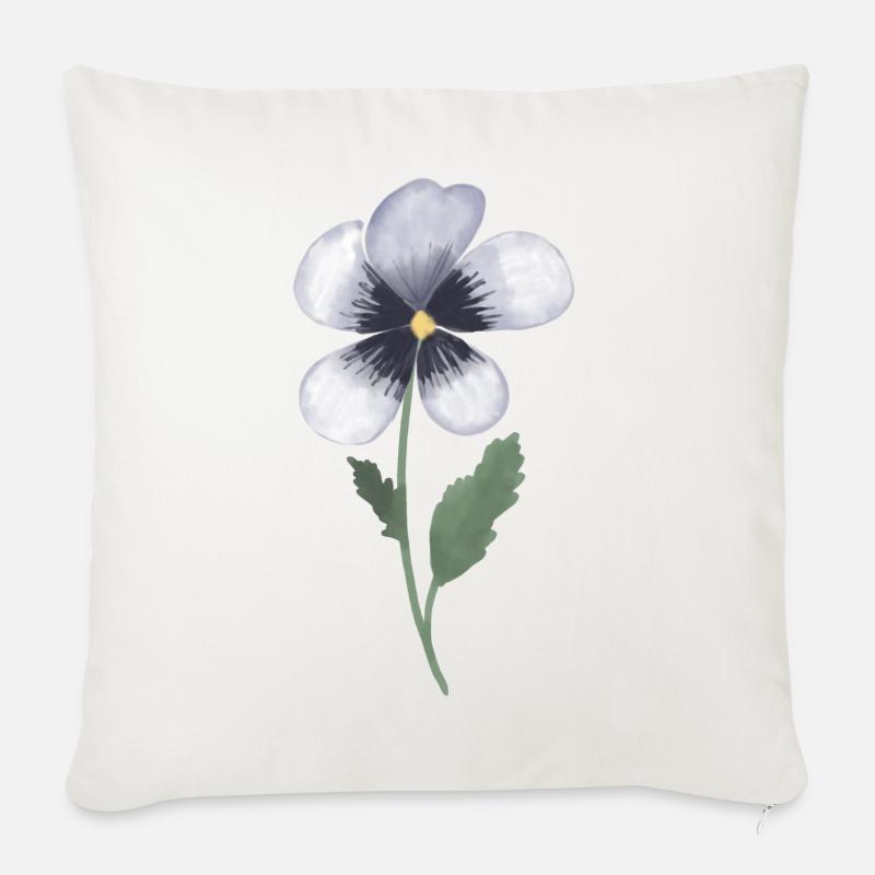 Stiefmütterchen Veilchen - Sofakissenbezug 45 x 45 cm - Naturweiß 