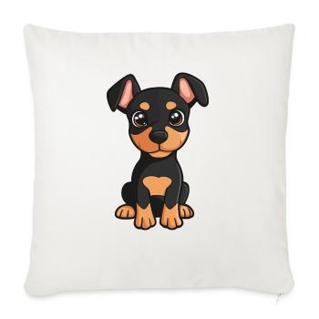 Doberman chien bande dessinée mignon - Housse de coussin décorative 45 x 45 cm - blanc nature - Devant