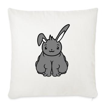 Gros Lapin Assis En Surpoids Gros Affamé Drôle - Housse de coussin décorative 45 x 45 cm - blanc nature - Devant