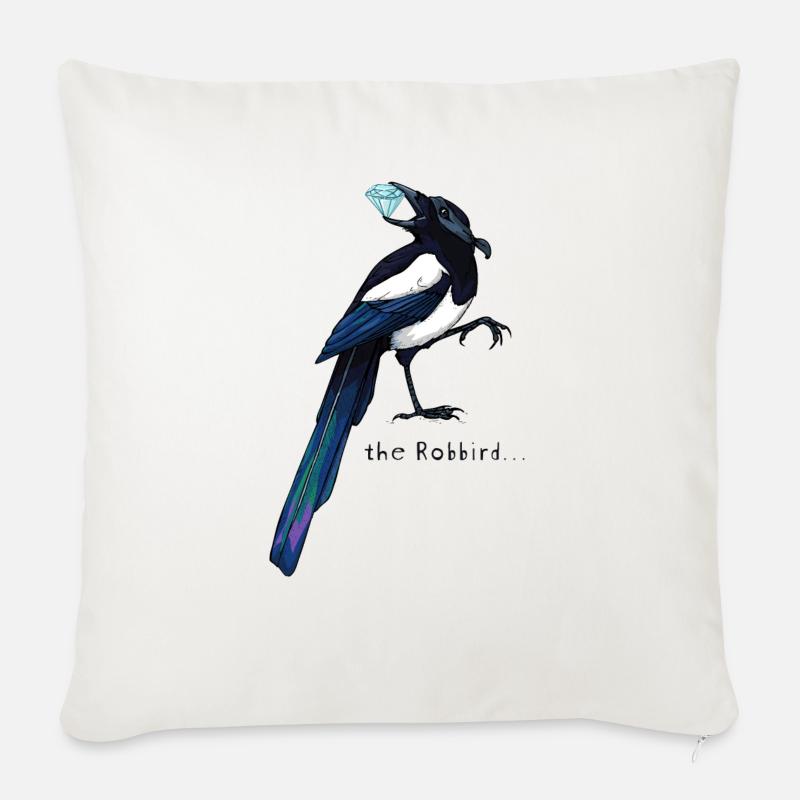 Pie voleuse - Housse de coussin décorative 45 x 45 cm - blanc nature