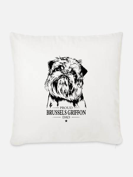 Brussels Griffon Dad Hund Hunde Wilsigns - Sofakissenbezug 45 x 45 cm - Naturweiß 