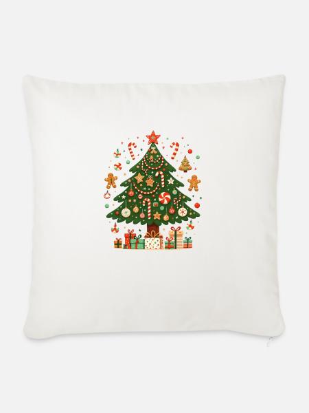 Kreativer Weihnachtsbaum - Sofakissenbezug 45 x 45 cm - Naturweiß