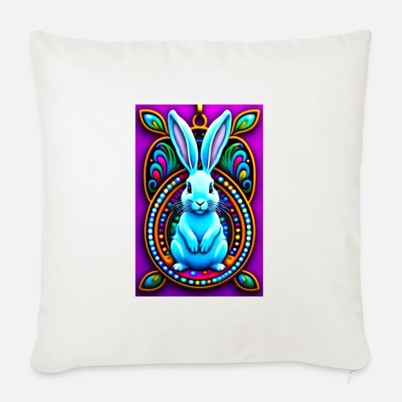 Psychedelic Easter Bunny - Sofa pillowcase 17,3'' x 17,3'' (45 x 45 cm) - natural white