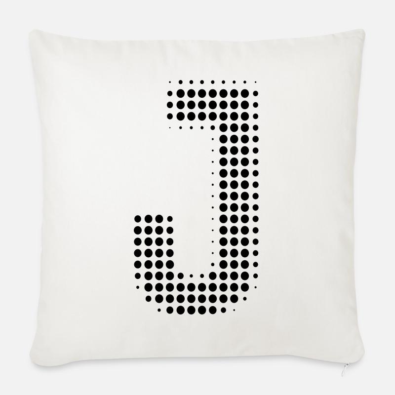 J Buchstabe Punkte Raster - Sofakissenbezug 45 x 45 cm - Naturweiß