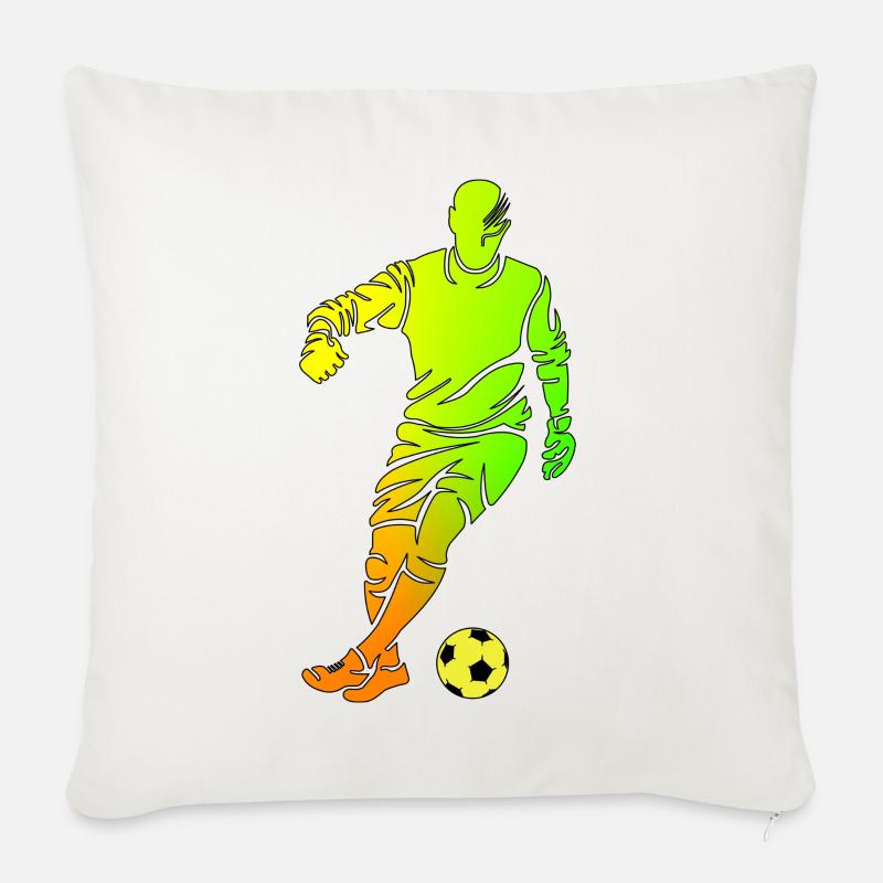 Fußball - Sofakissenbezug 45 x 45 cm - Naturweiß 
