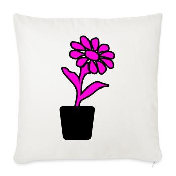 Blume - Sofakissenbezug 45 x 45 cm - Naturweiß  - Vorne