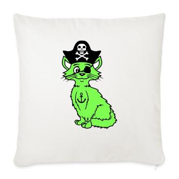 Mignon Pirate Chats Buccaneer Oeil Patch Chapeau Costume - Housse de coussin décorative 45 x 45 cm - blanc nature - Devant