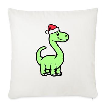 Dinosaure Brontosaure Père Noël - Housse de coussin décorative 45 x 45 cm - blanc nature - Devant